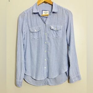 Abercrombie & Fitch Button Down Striped Blue White Long Sleeve Preppy Coastal